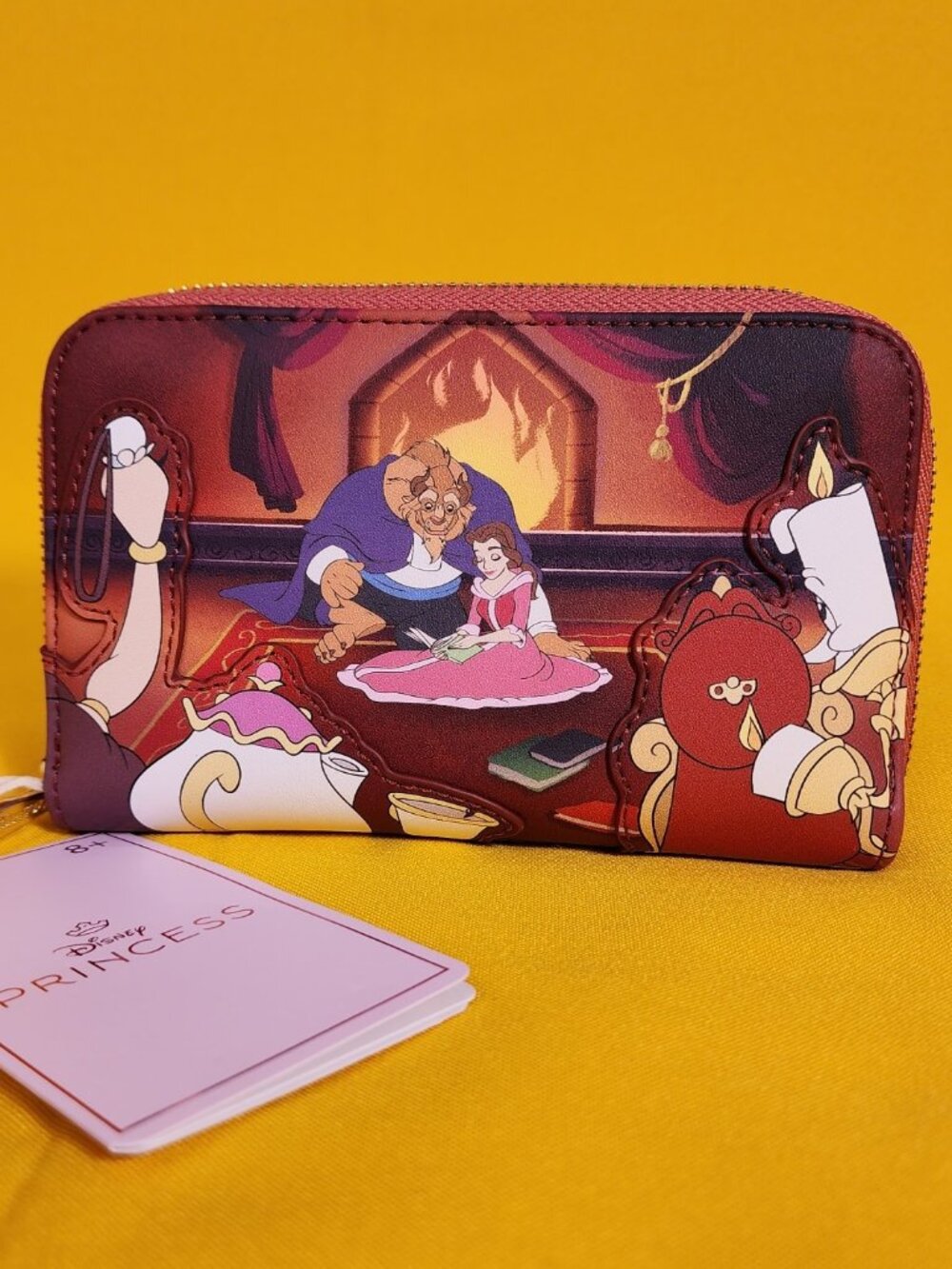Loungefly Disney Princess Beauty and the Beast Fireplace Scene Zip Wallet NEW